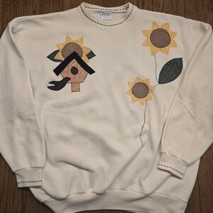 Cream Sunflower Embroidered Sweater
